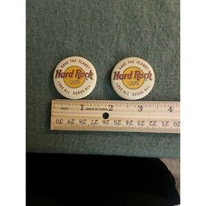 (2) Vintage Hard Rock Cafe Save the Planet Love All Serve All Pinback Button